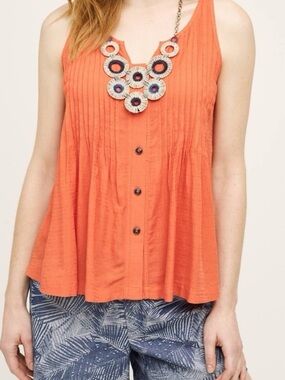 Anthropologie Maeve Beachy Boho Saona Pleated Swing Tank Top women’s 4
